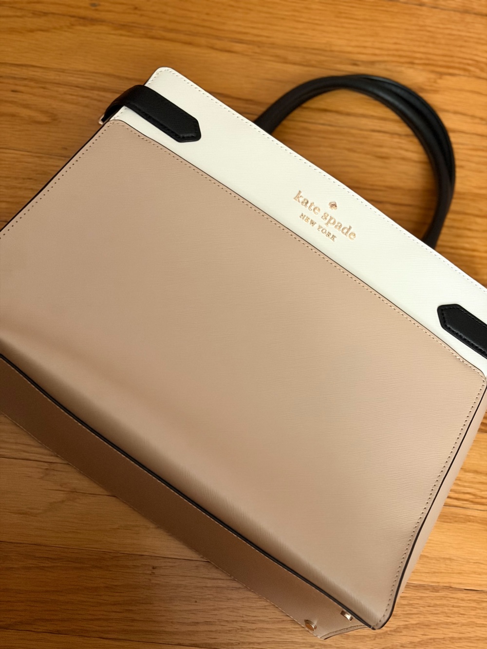 kate spade Quilted Leather Tote in Blush Pink & Cream